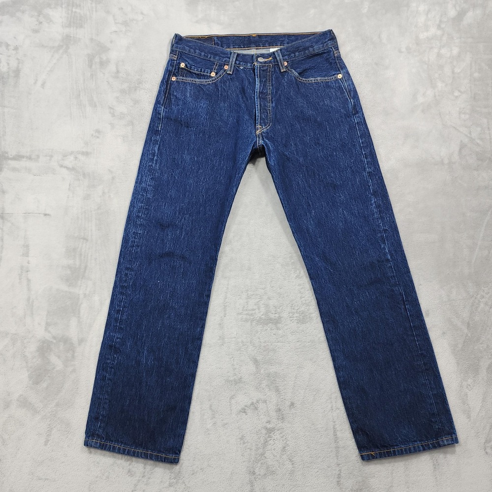 Vintage Levi's 501 Jeans Mens 33x30 Blue Dark Wash Button Flu Red Batwing Tag
